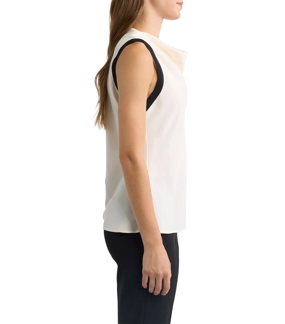 Cowl Neck Sleeveless Top White