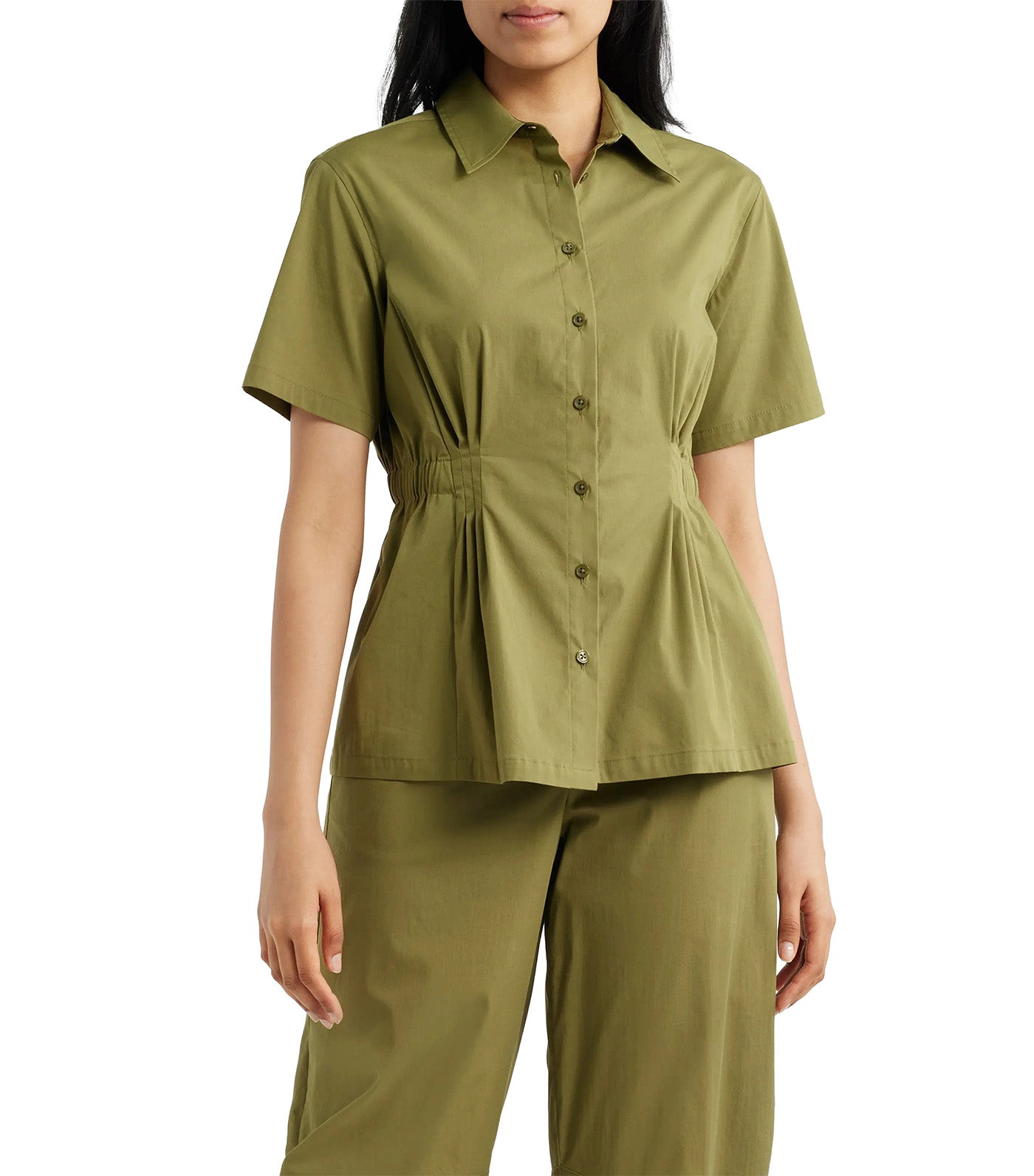 Pleated Waist Shirt Green