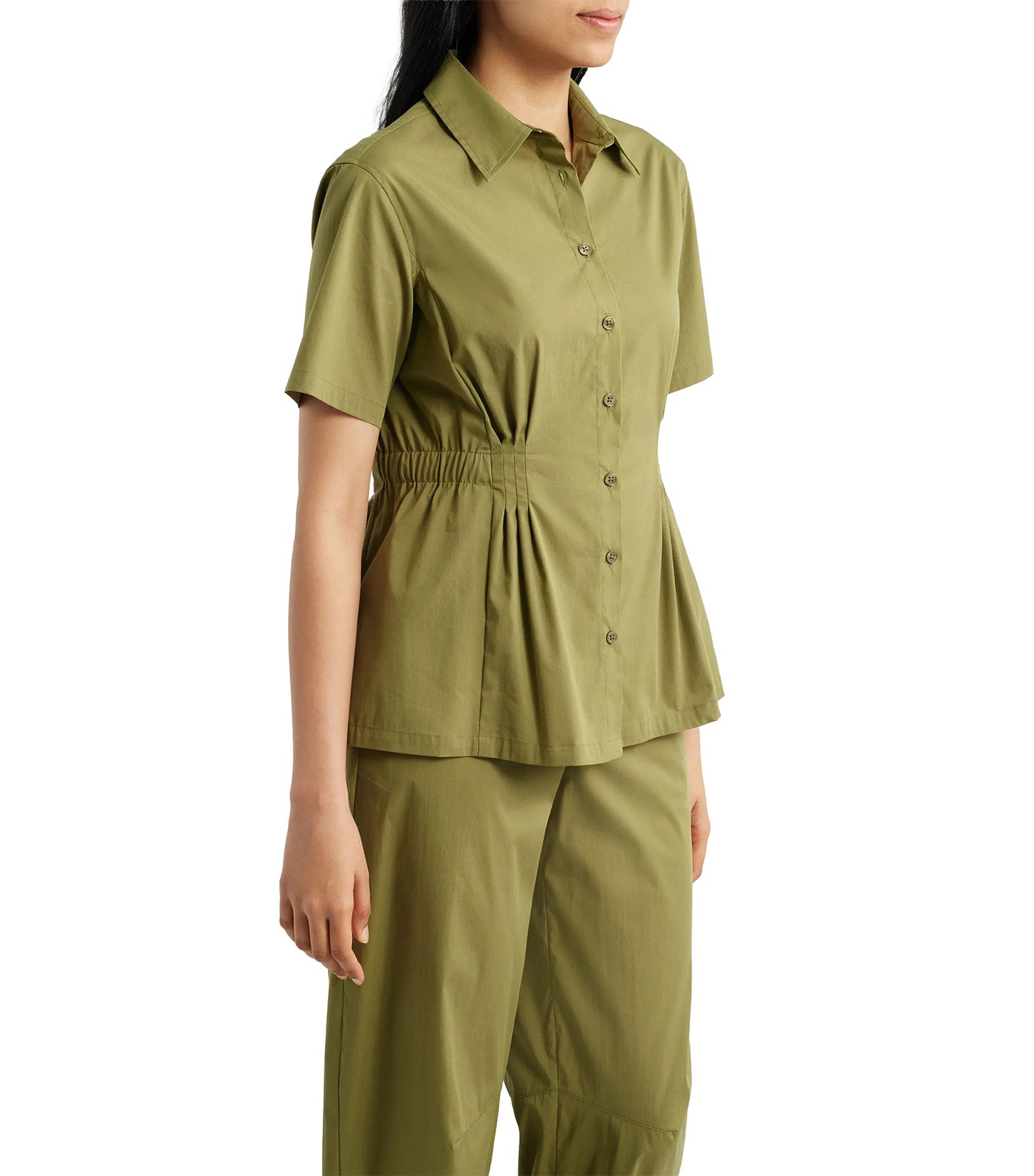 Pleated Waist Shirt Green