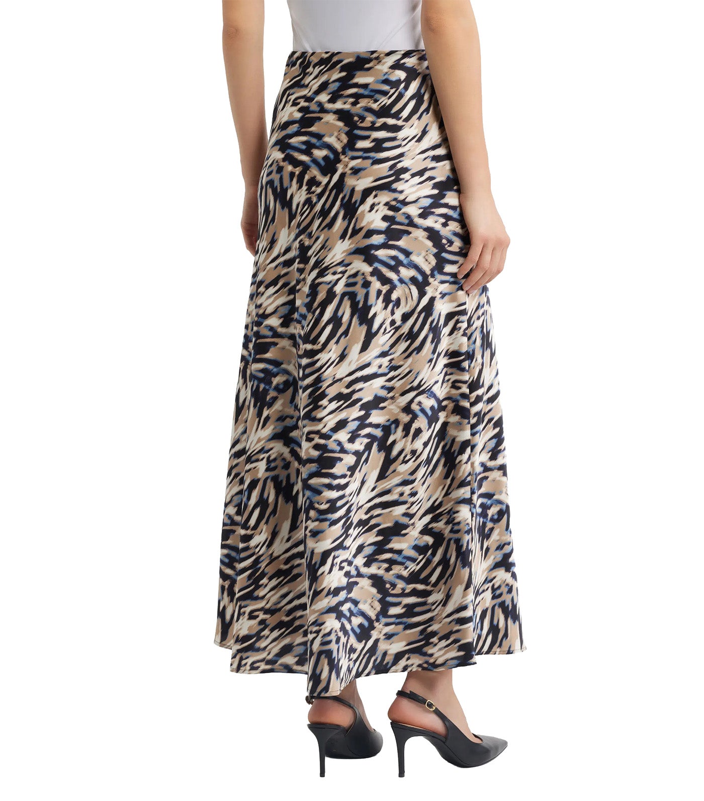 Pull-On Bias Flared Skirt Blue Multi