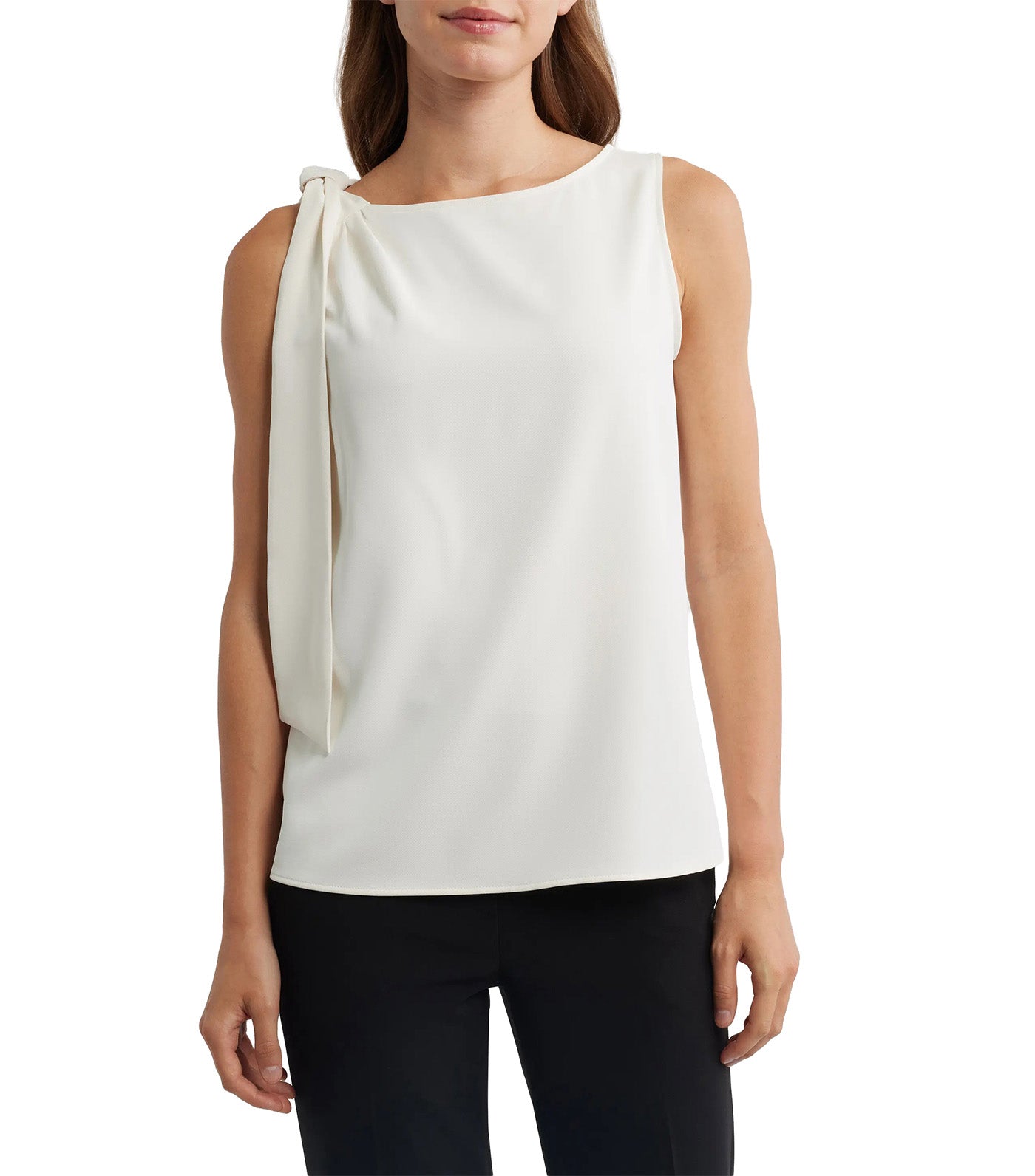 Tie Shoulder Sleeveless Top White