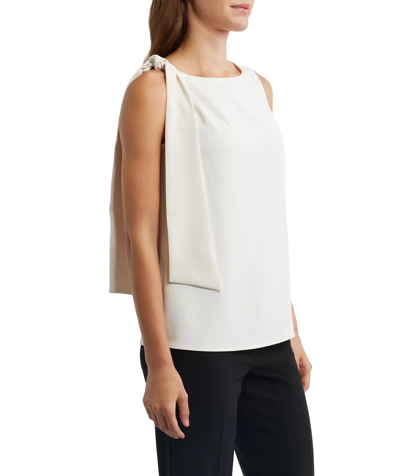 Tie Shoulder Sleeveless Top White