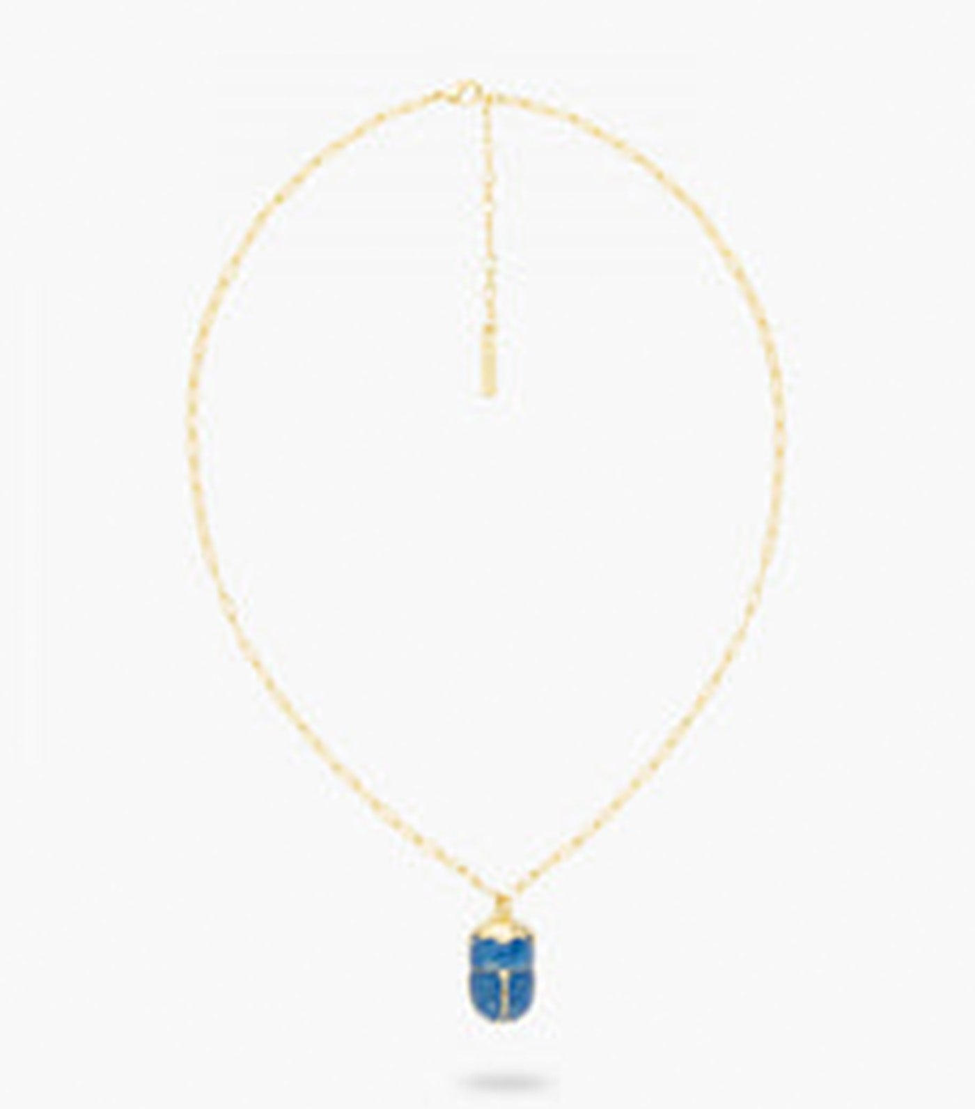 Blue Scarab Beetle Rectangle Necklace