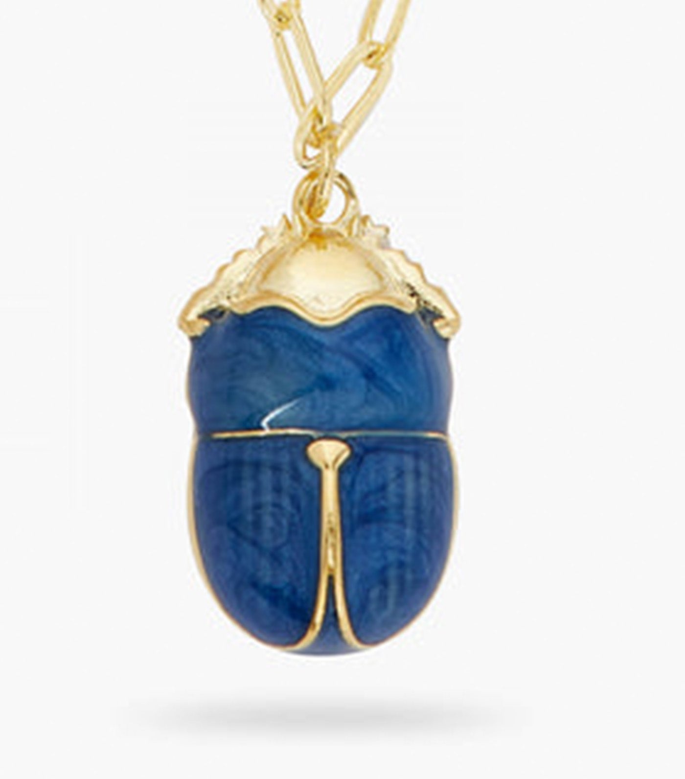 Blue Scarab Beetle Rectangle Necklace
