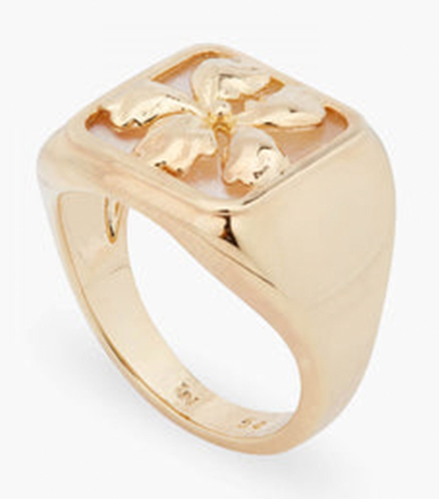 Gold Iris On Mother Of Pearl Ring