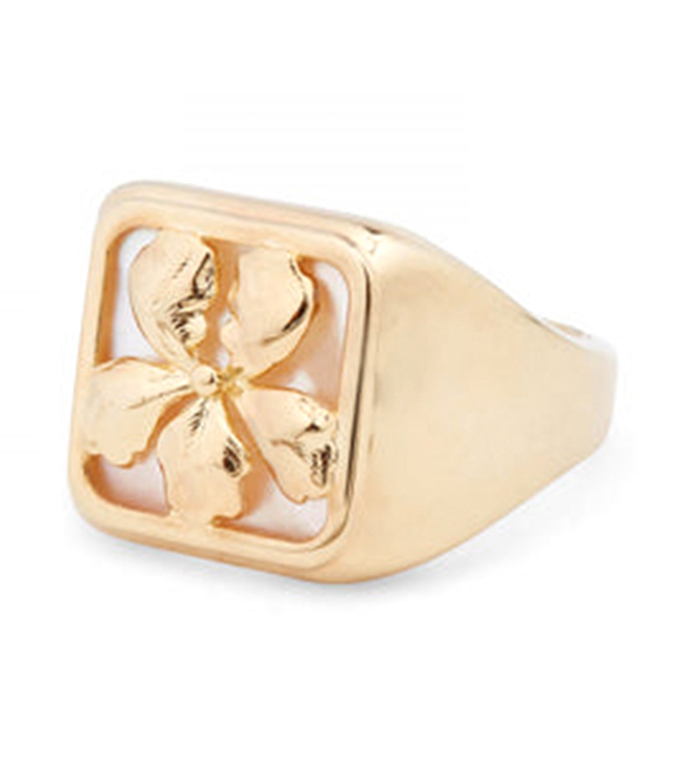 Gold Iris On Mother Of Pearl Ring