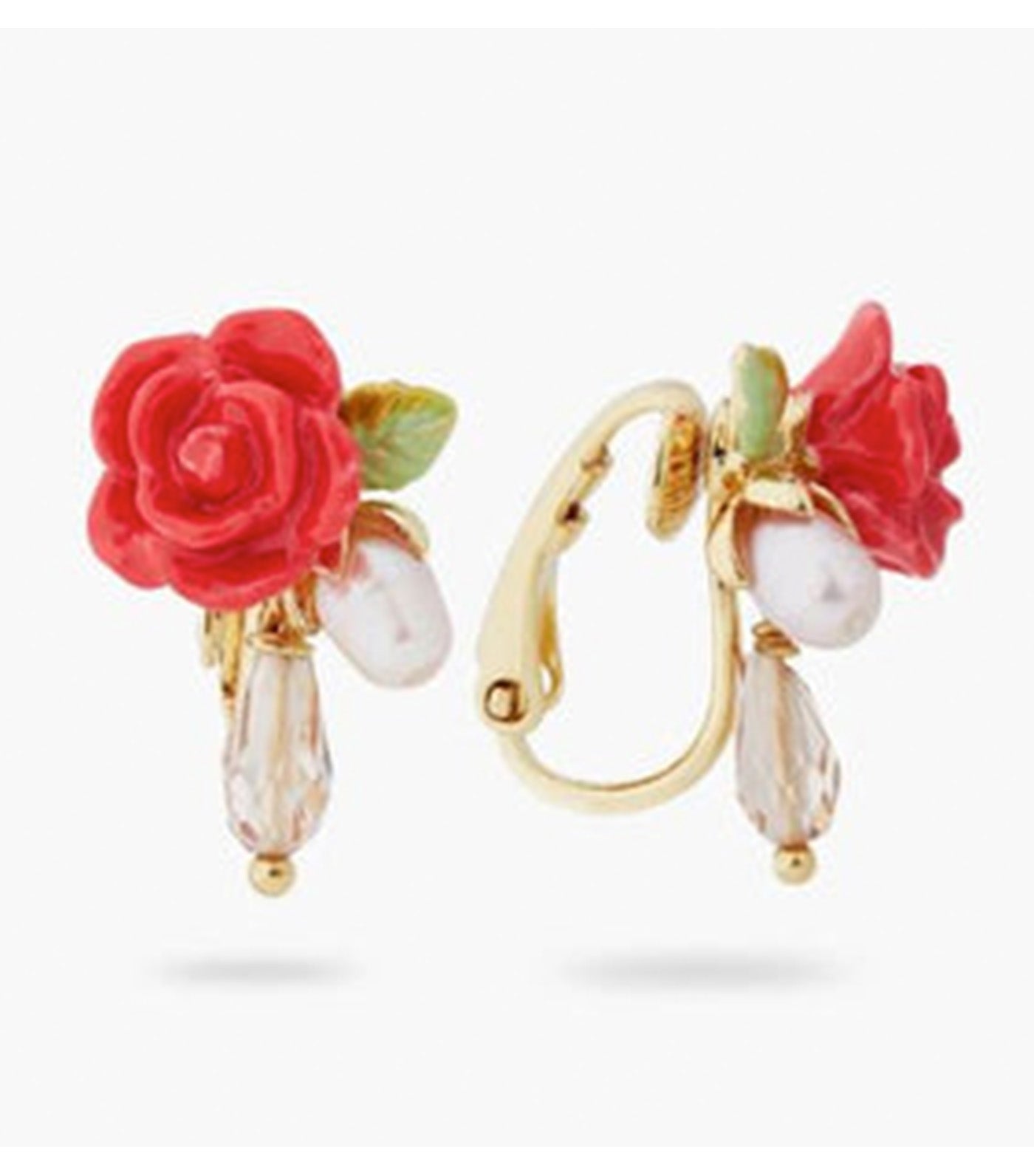 Rose Pearl and Crystal Drop Earrings