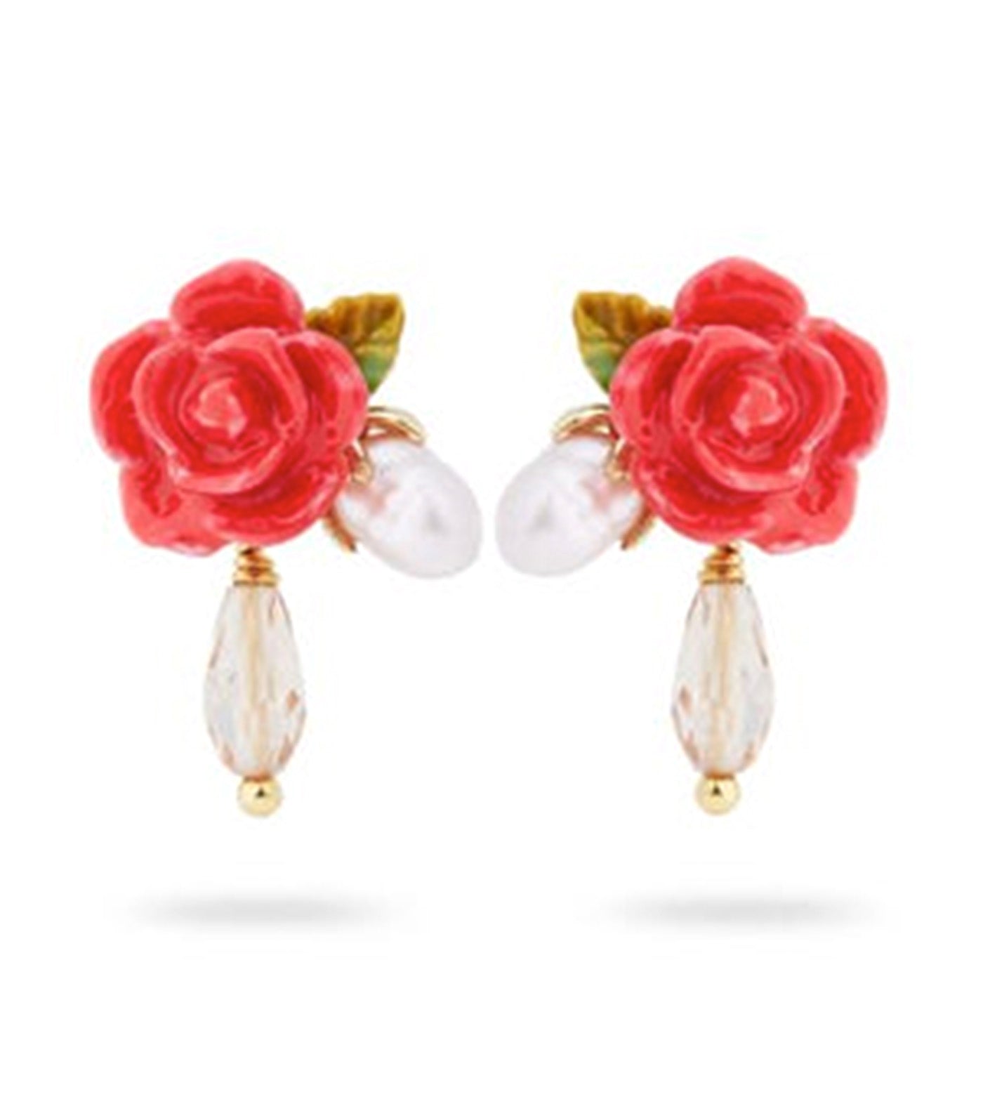 Rose Pearl and Crystal Drop Earrings