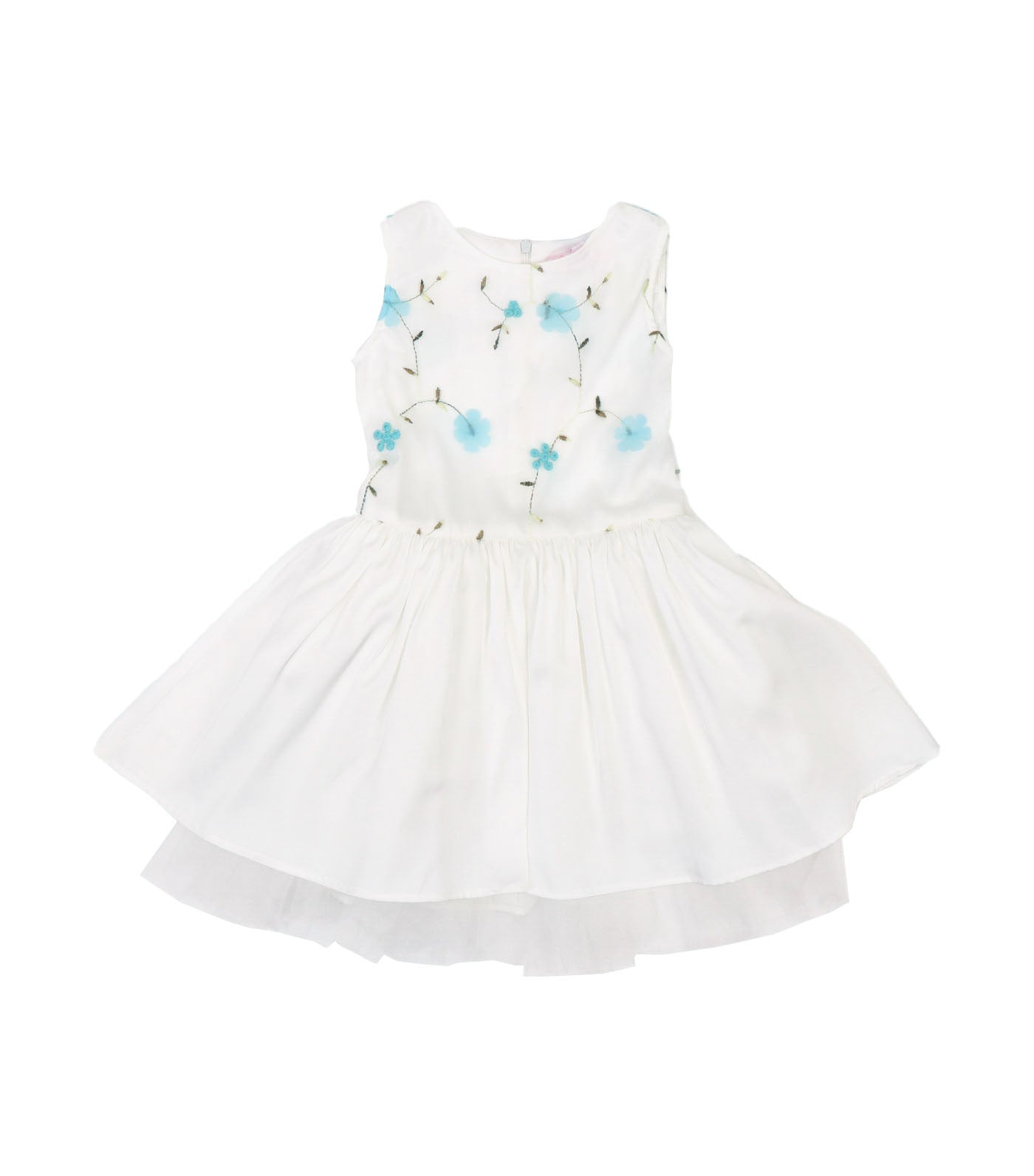 Aurora Embroidered Tulle Dress White