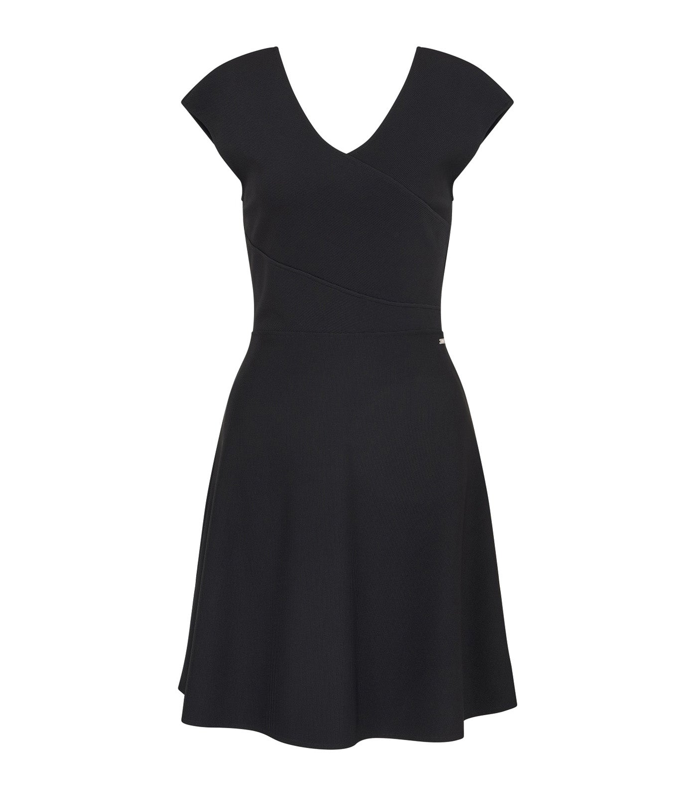 Armani Exchange V-Neck Cap Sleeve A-Line Dress Black