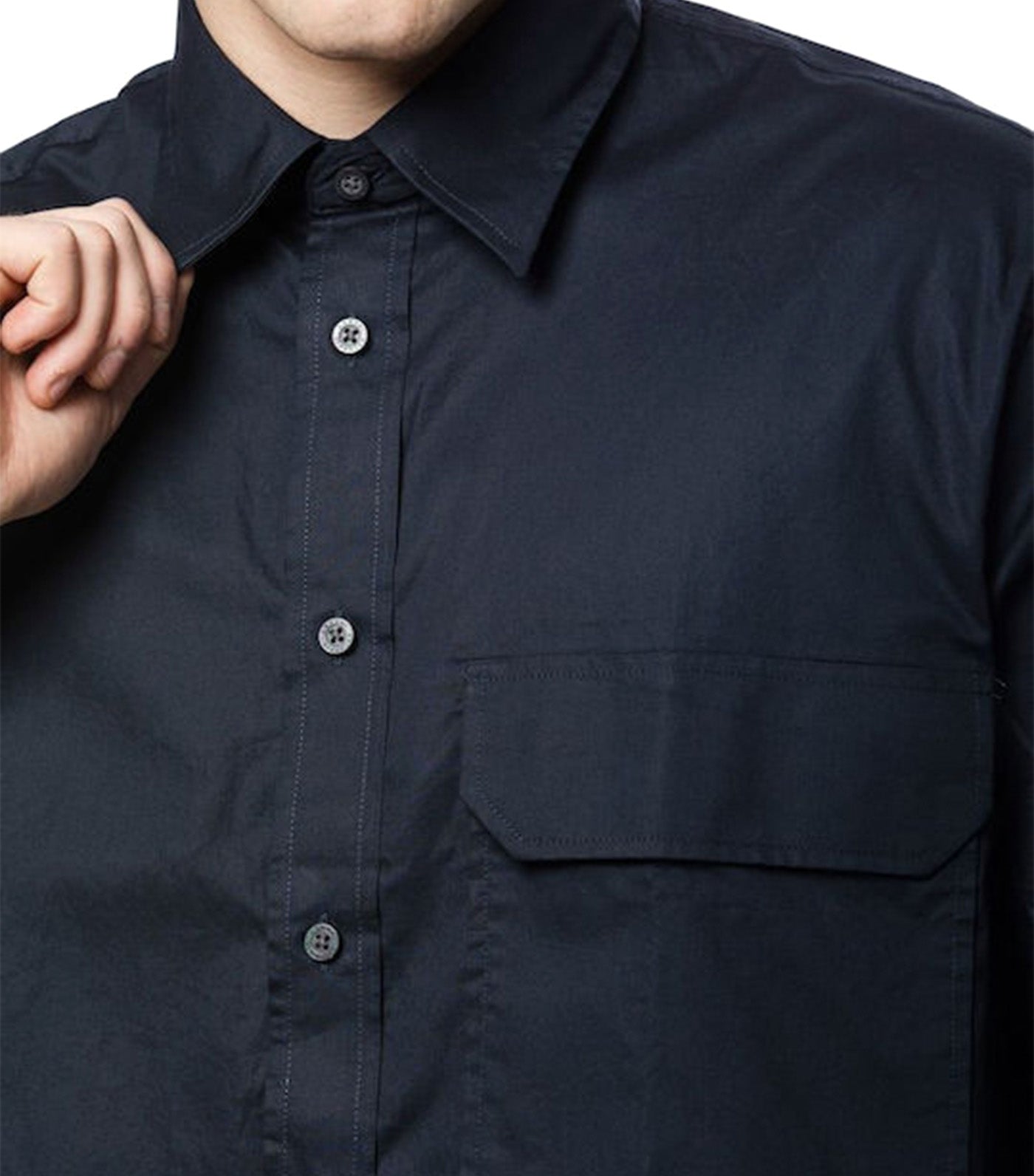Short-Sleeve Cotton Button-Down Shirt Dark Sapphire