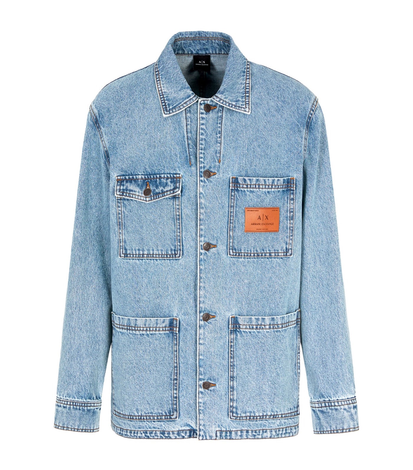 Denim Jacket with Logo Patch Light Blue Denim