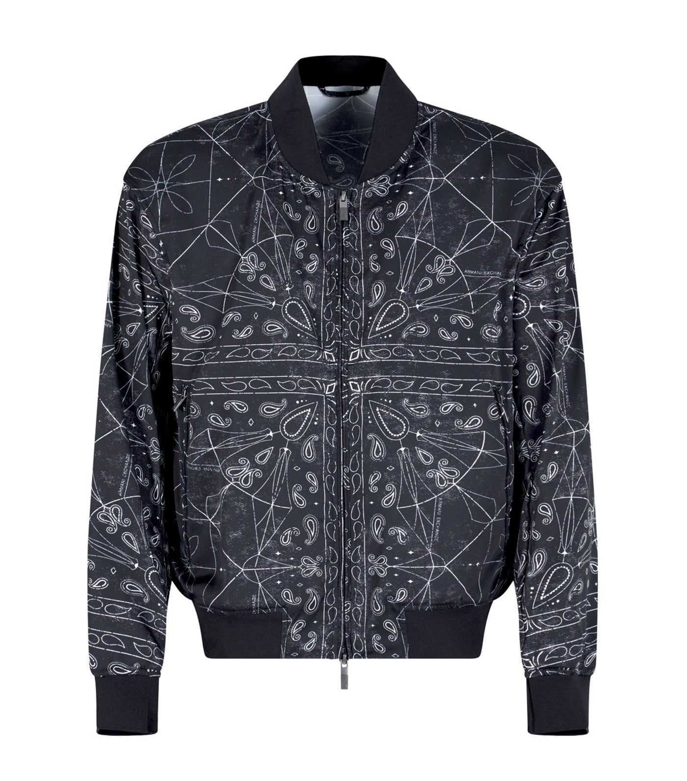 Kaleidoscope Pattern Bomber Jacket Black Paisley