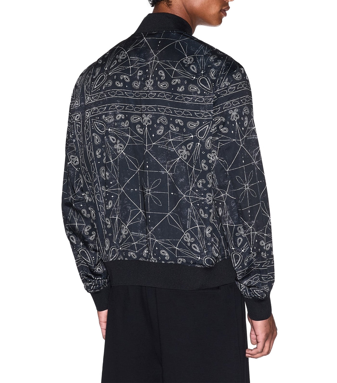 Kaleidoscope Pattern Bomber Jacket Black Paisley