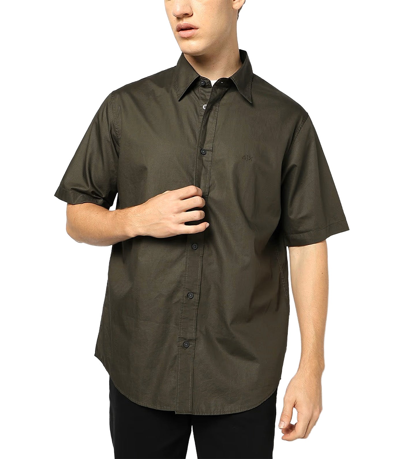 Loose Fit Ripstop Cotton Shirt Black Ink