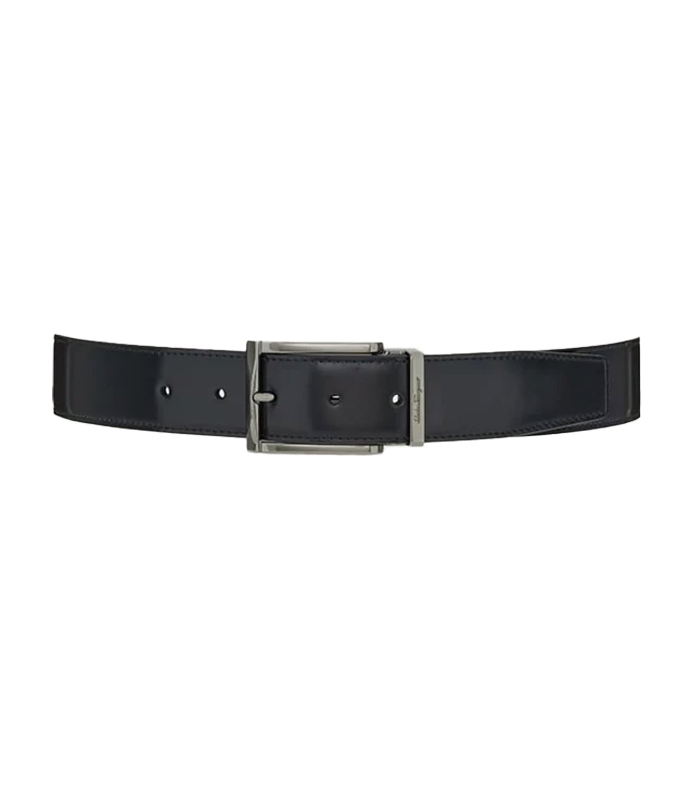 Adjustable and Reversible Rectangular Buckle Belt Black/Cappuccino