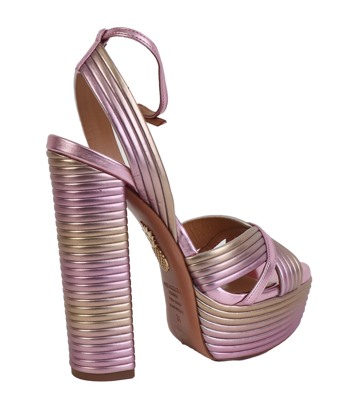 Aquazzura caprice 2024 metallic platform sandals