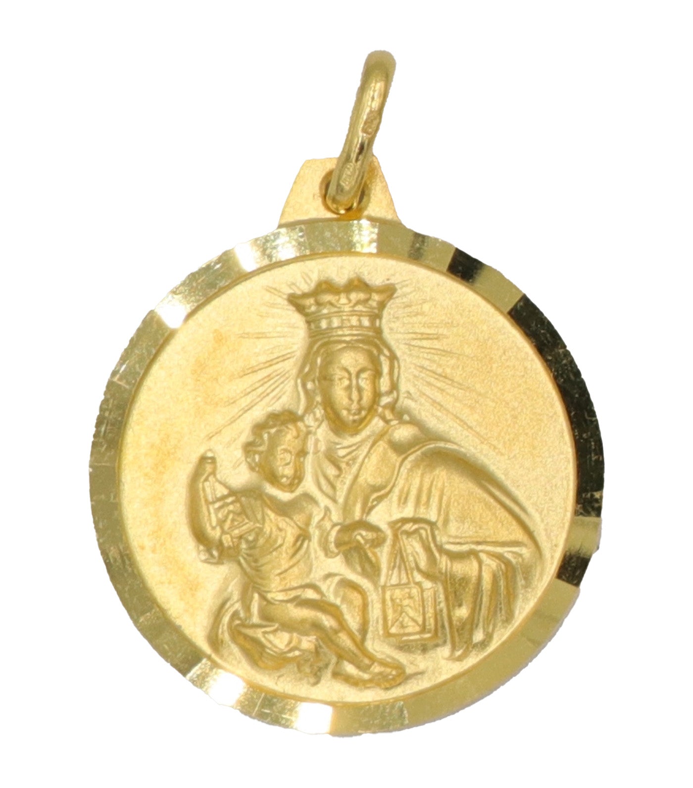 16mm Our Mother of Perpetual Help/Sacred Heart Scapular 18k Yellow Gold