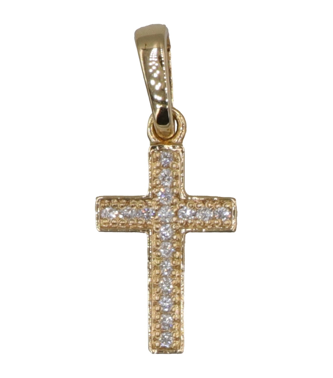 Cross with Diamonds Pendant 18k Yellow Gold