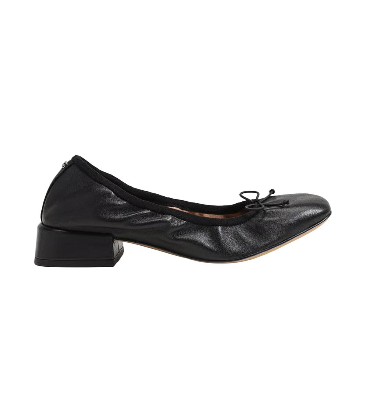 Belle Block Heel Ballet Flat Black Leather