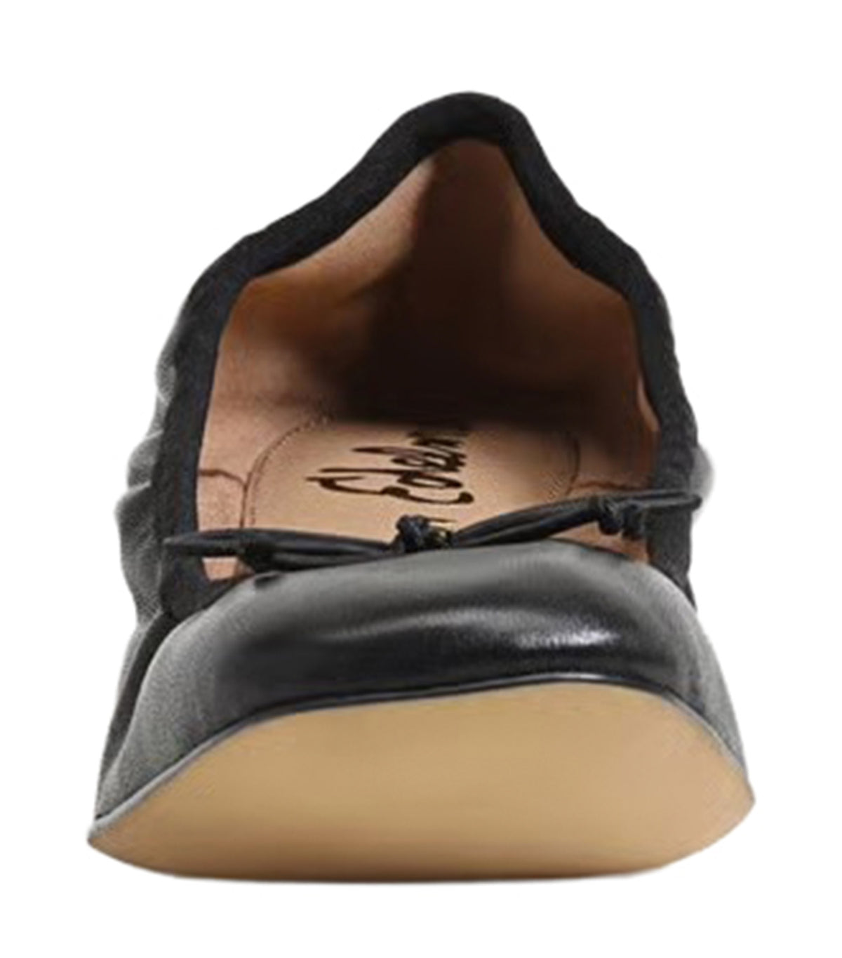 Belle Block Heel Ballet Flat Black Leather