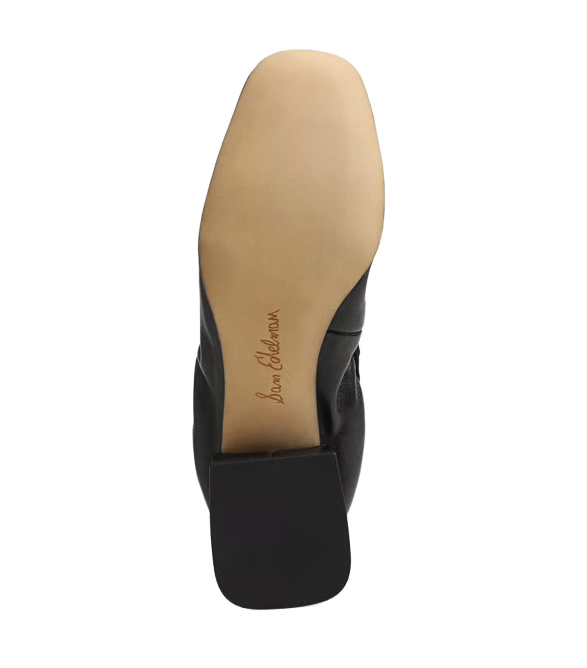 Belle Block Heel Ballet Flat Black Leather