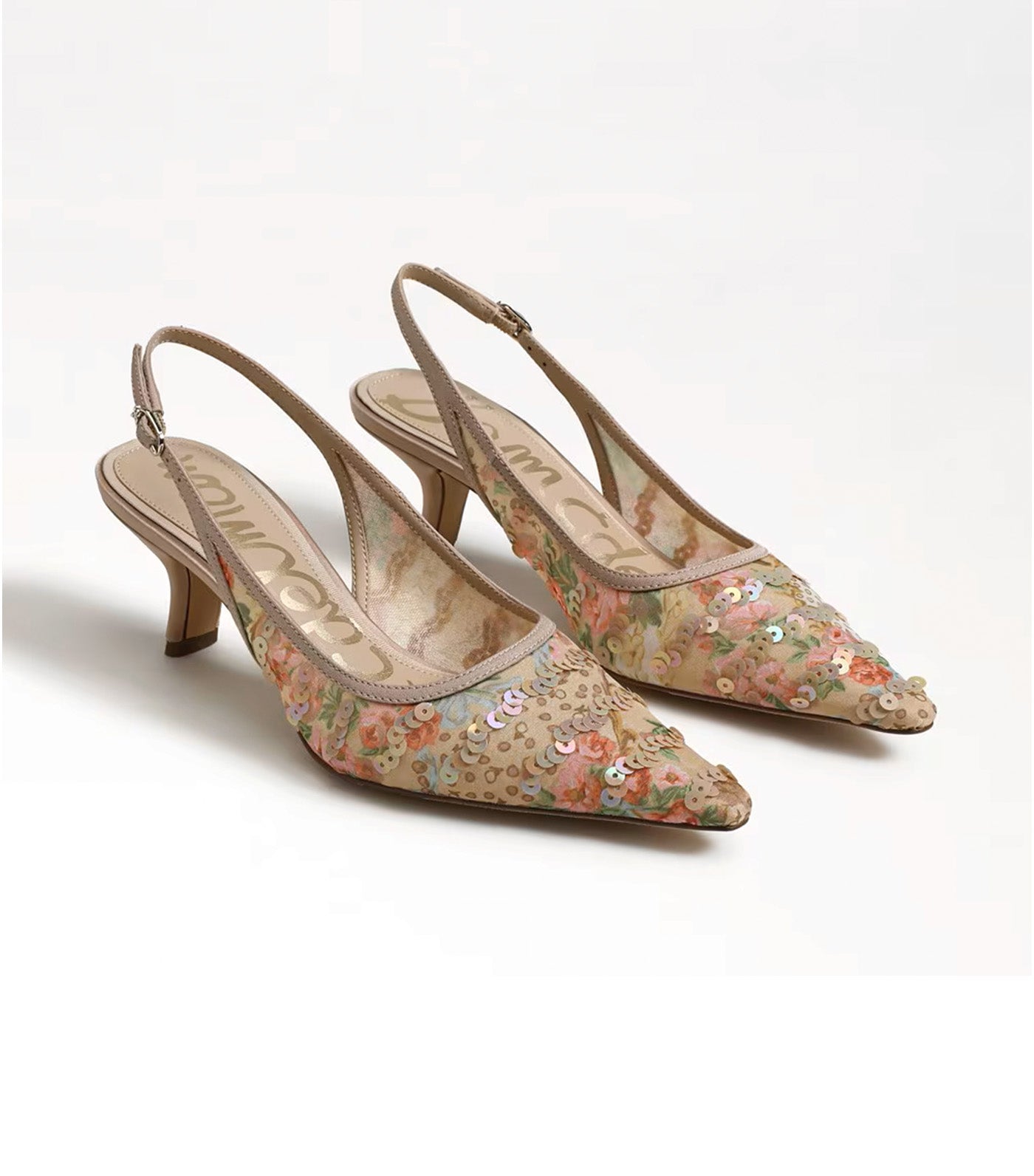 Sam Edelman Bianka Slingback Pump Mesh Fabric Ecru Multi