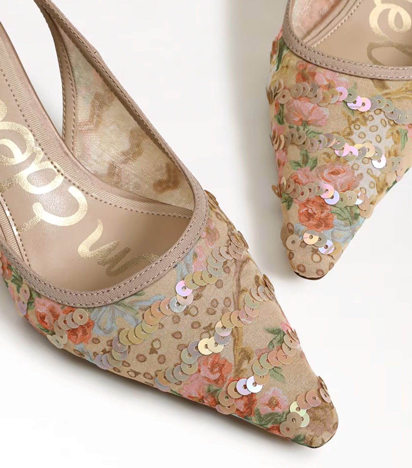 Sam Edelman Bianka Slingback Pump Mesh Fabric Ecru Multi