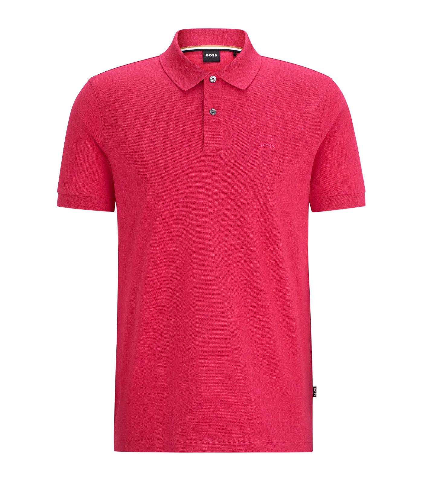 Cotton Polo Shirt with Embroidered Logo Dark Pink