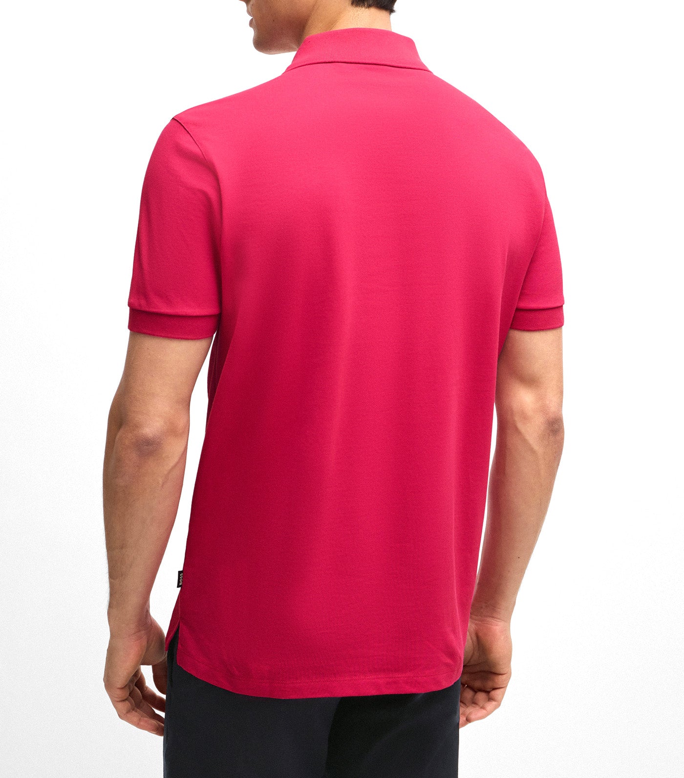 Cotton Polo Shirt with Embroidered Logo Dark Pink