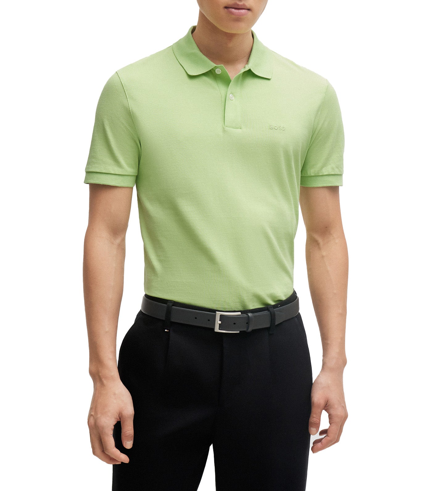 Cotton Polo Shirt with Embroidered Logo Light Green