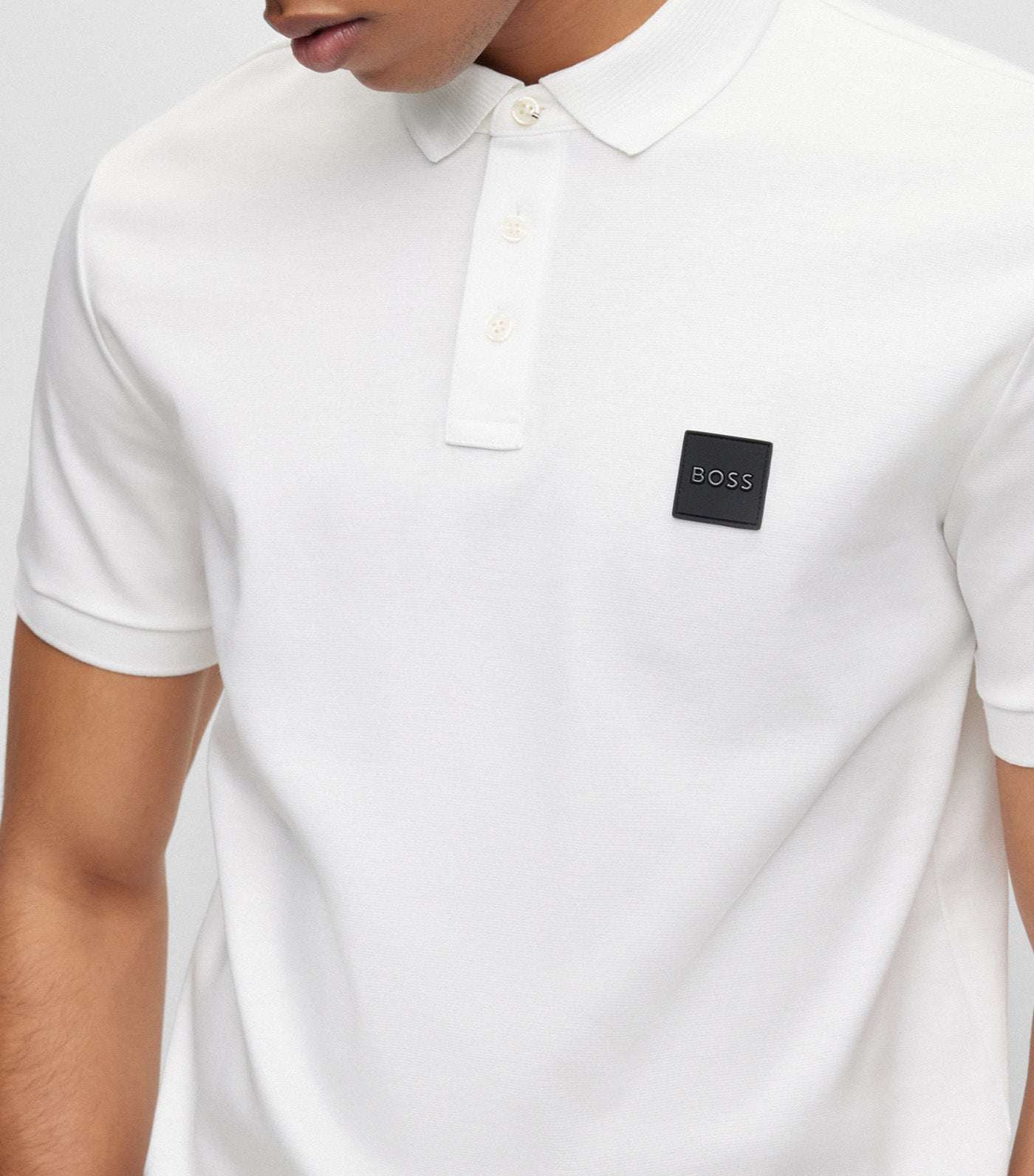 Cotton-Jersey Polo Shirt with Logo Badge White
