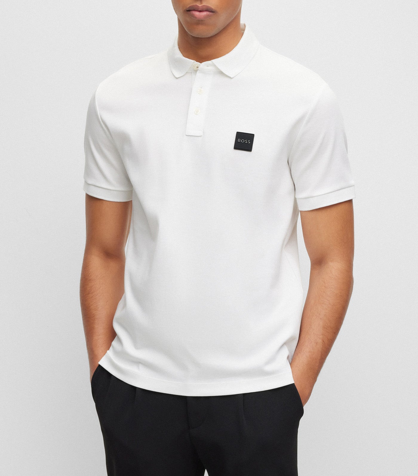 Cotton-Jersey Polo Shirt with Logo Badge White