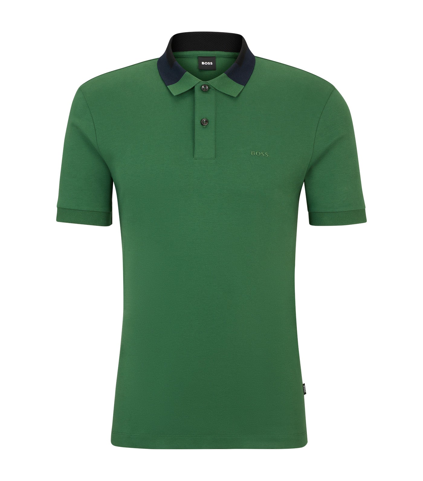 BOSS Interlock Cotton Polo Shirt with Color Blocked Collar Green Rustan s