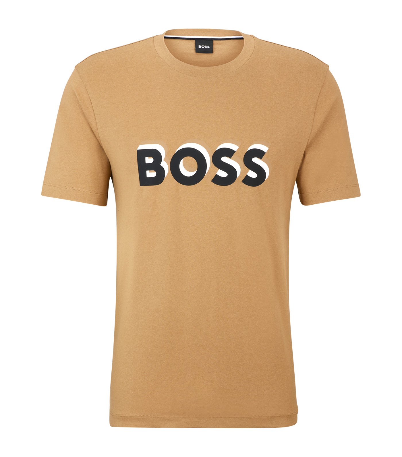 Cotton-Jersey T-Shirt with Logo in Signature Colors Beige