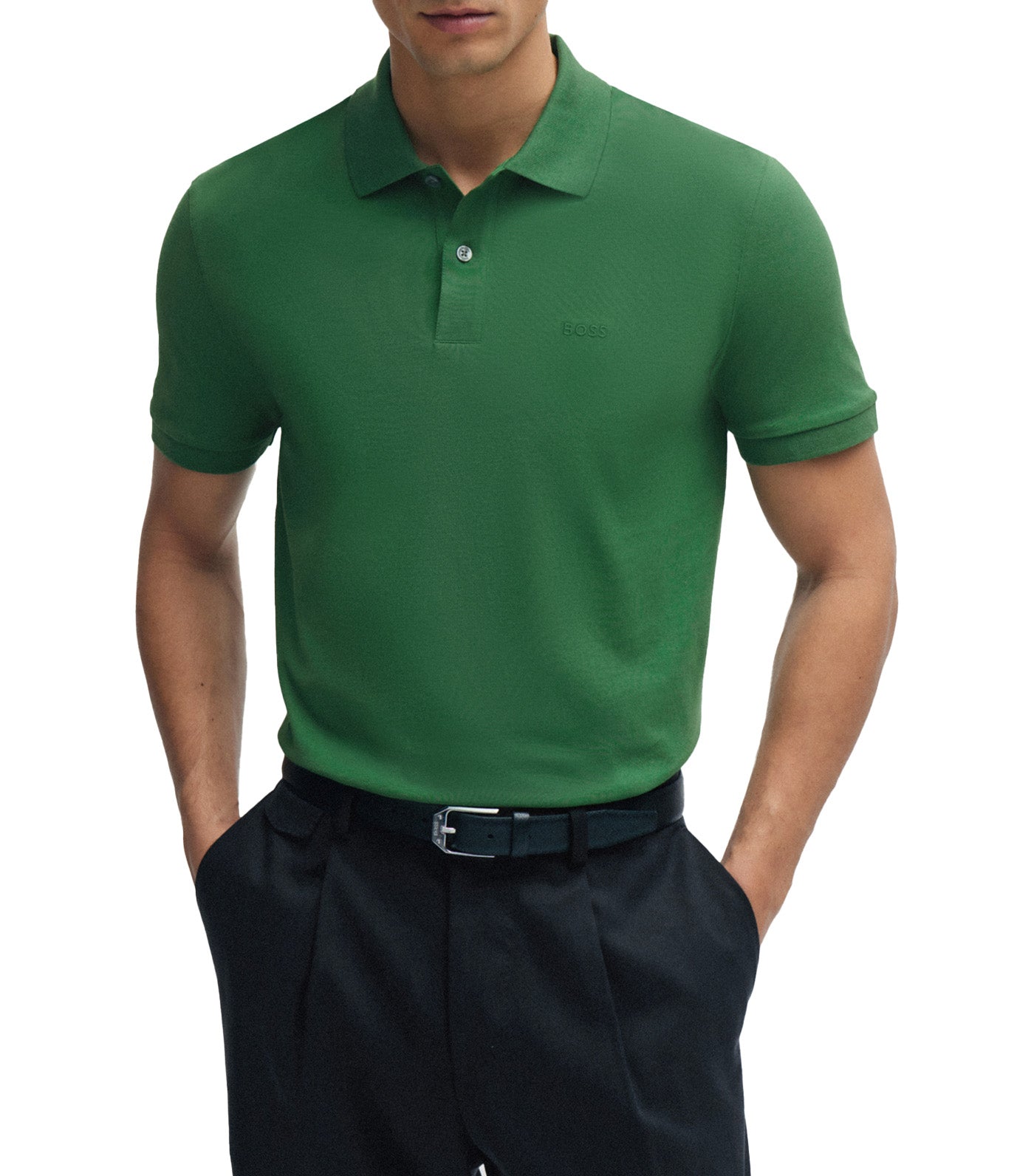 Cotton Polo Shirt with Embroidered Logo Green