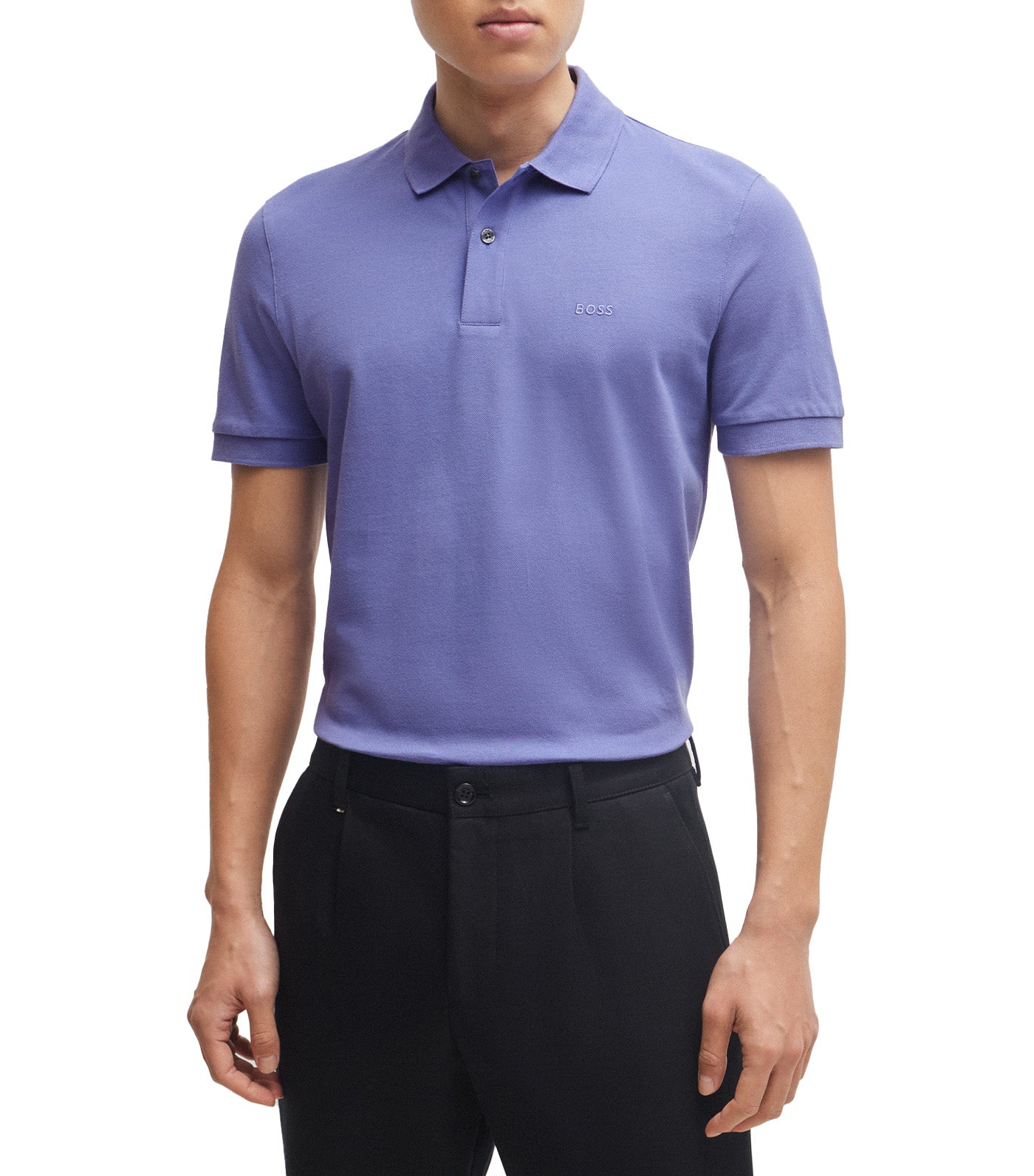 Cotton Polo Shirt with Embroidered Logo Purple