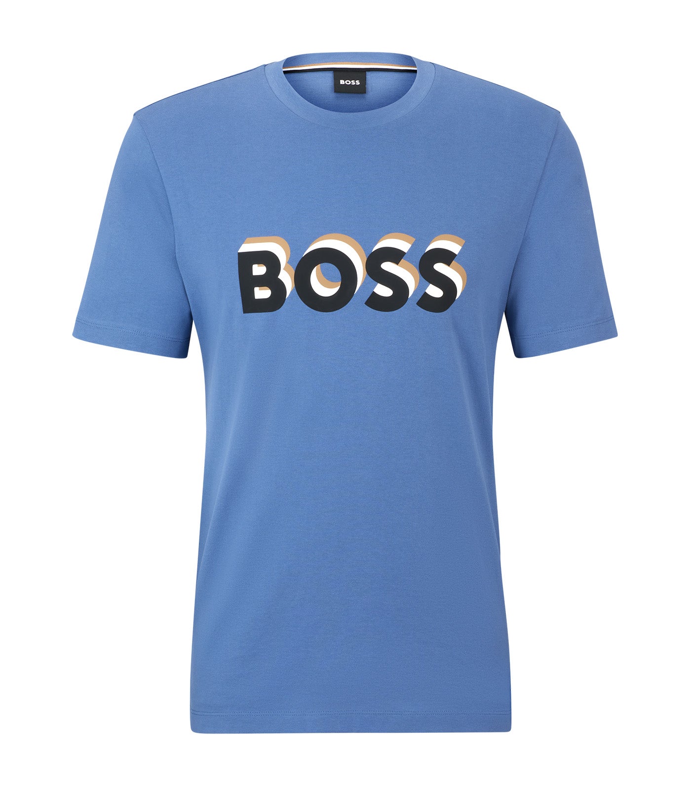 Cotton-Jersey T-Shirt with Logo in Signature Colors Blue