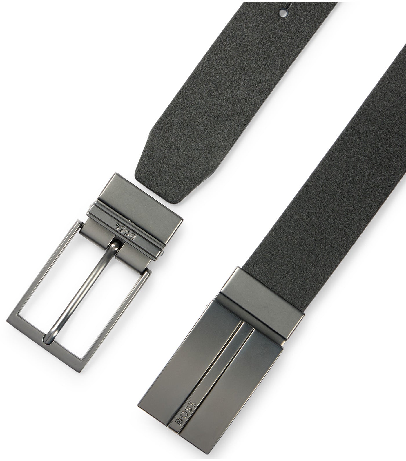 Italian-Leather Reversible Belt with Pin and Plaque Buckle