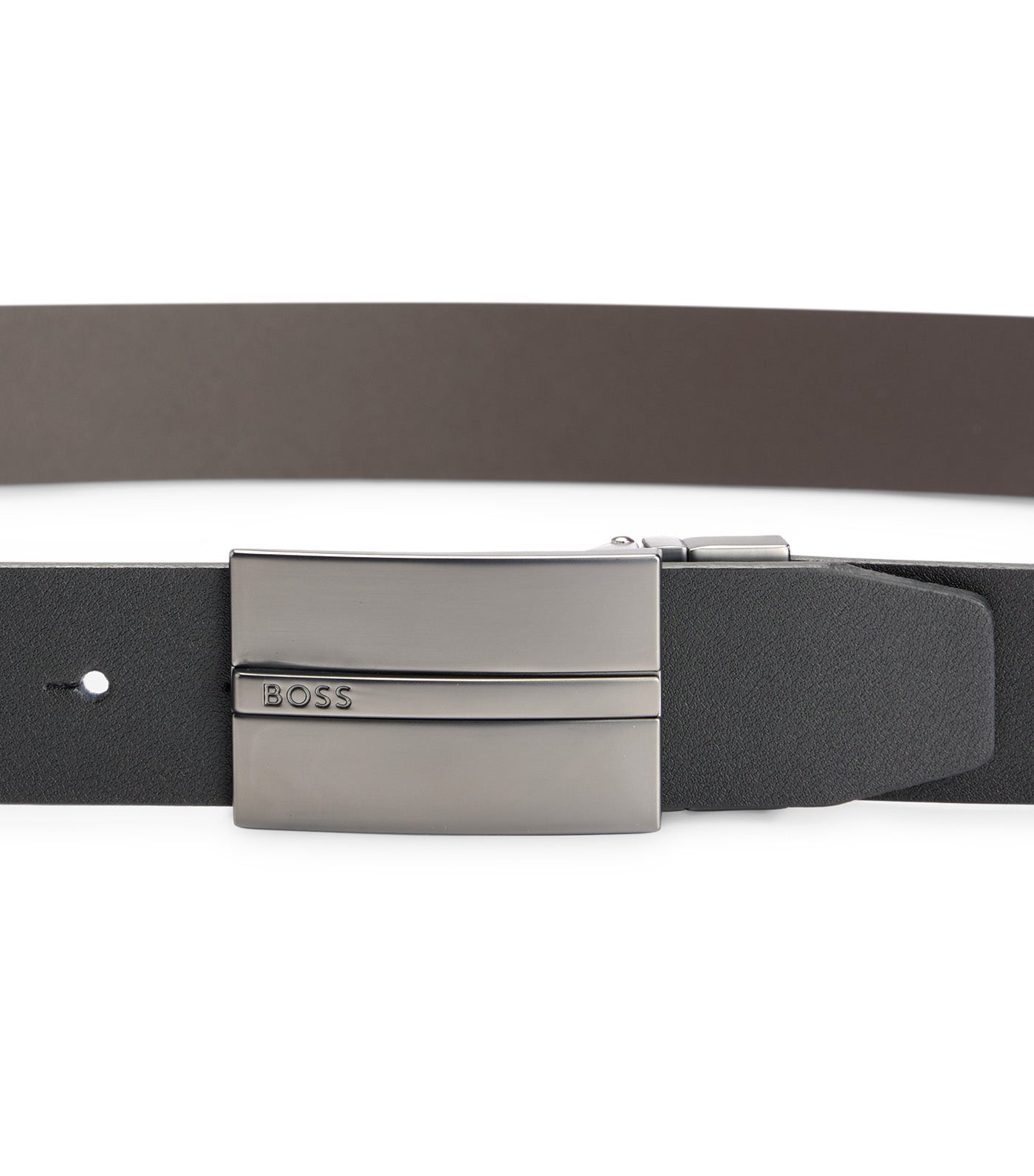 Italian-Leather Reversible Belt with Pin and Plaque Buckle