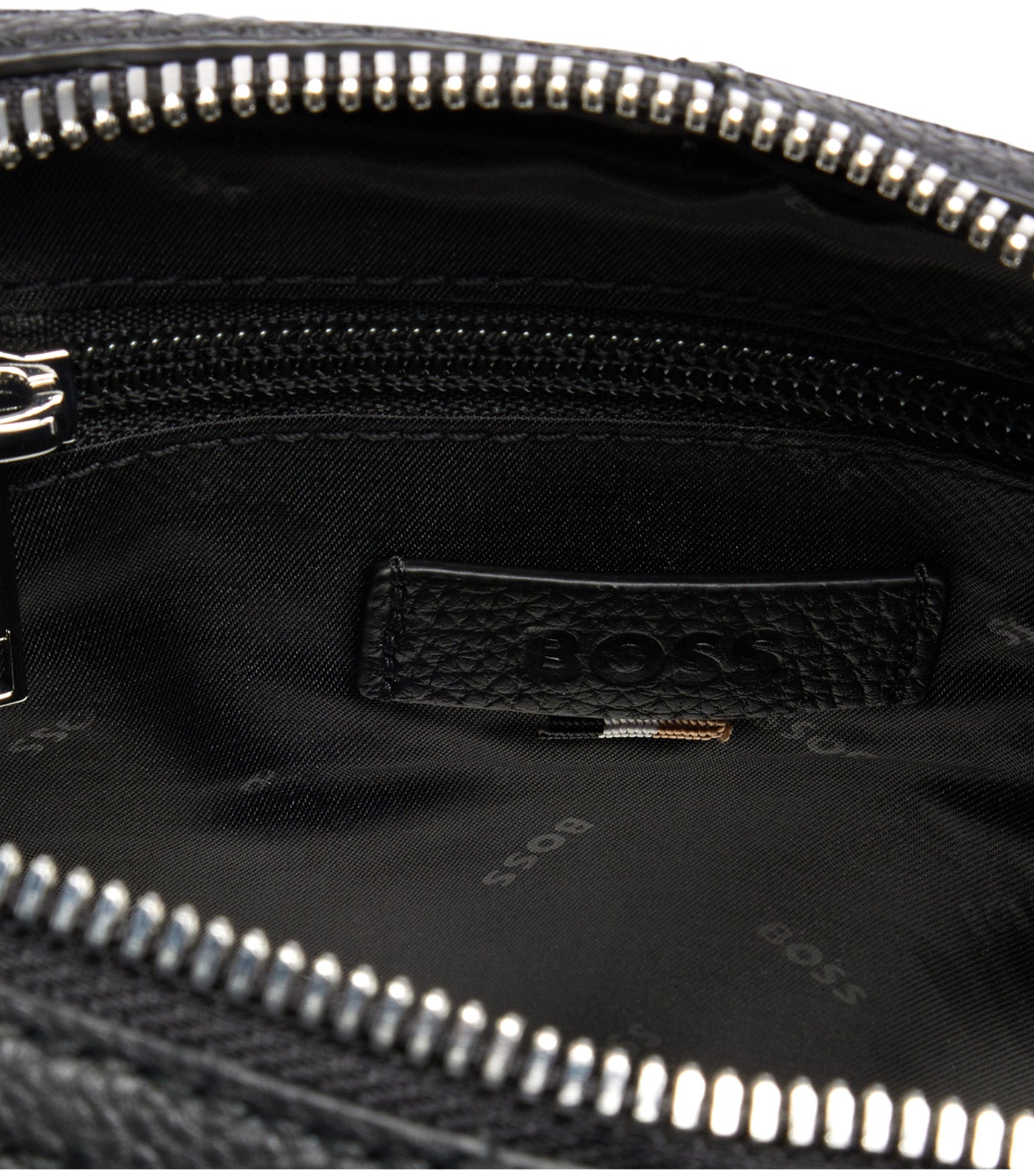 Grained-Leather Reporter Bag with Logo Lettering Black