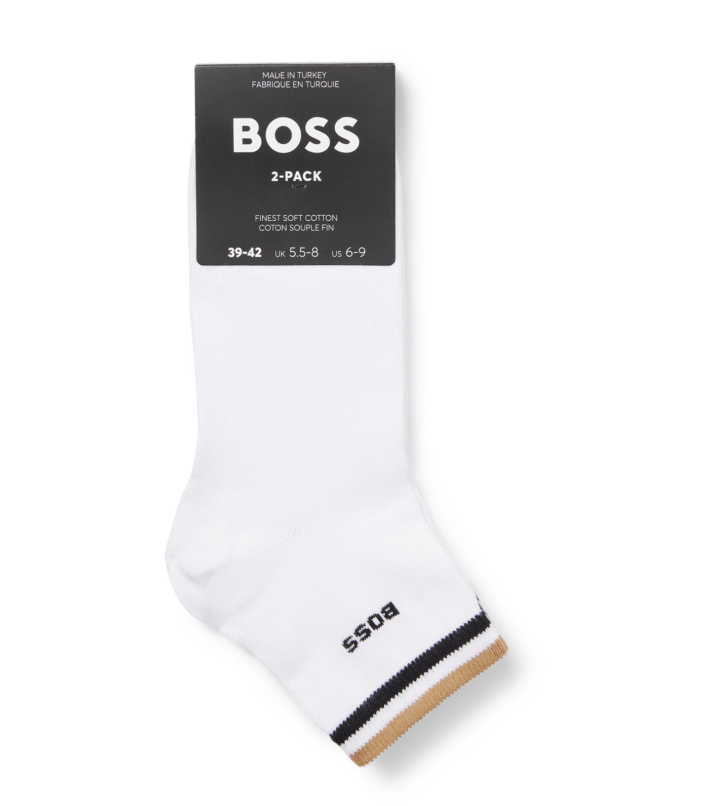 Two-Pack of Short-Length Socks with Signature Stripe White