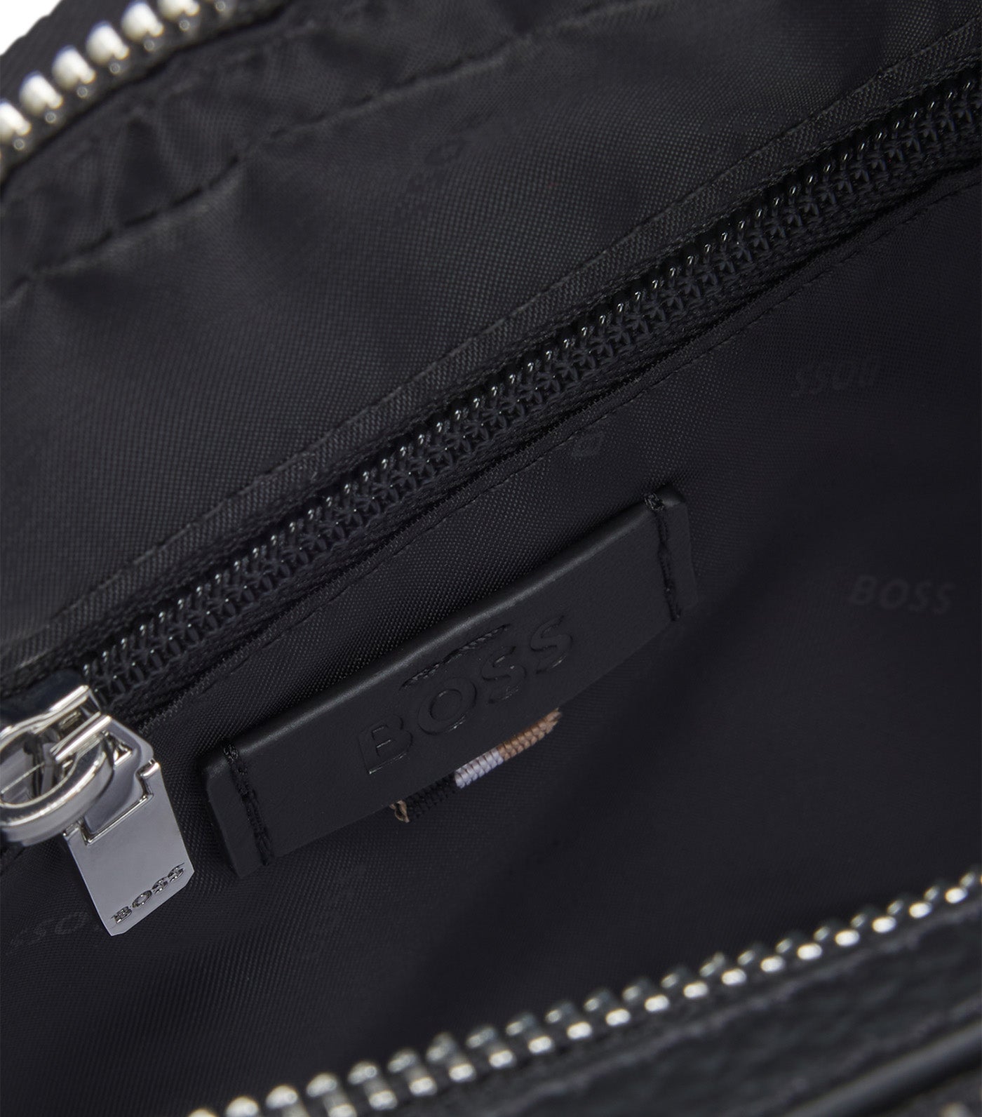 Crossbody Bag with Embossed Logo Black
