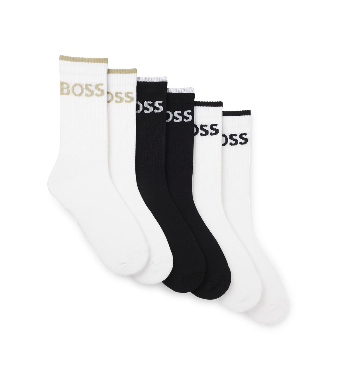 Six-Pack of Ribbed Short Socks in a Cotton Blend Multicolor
