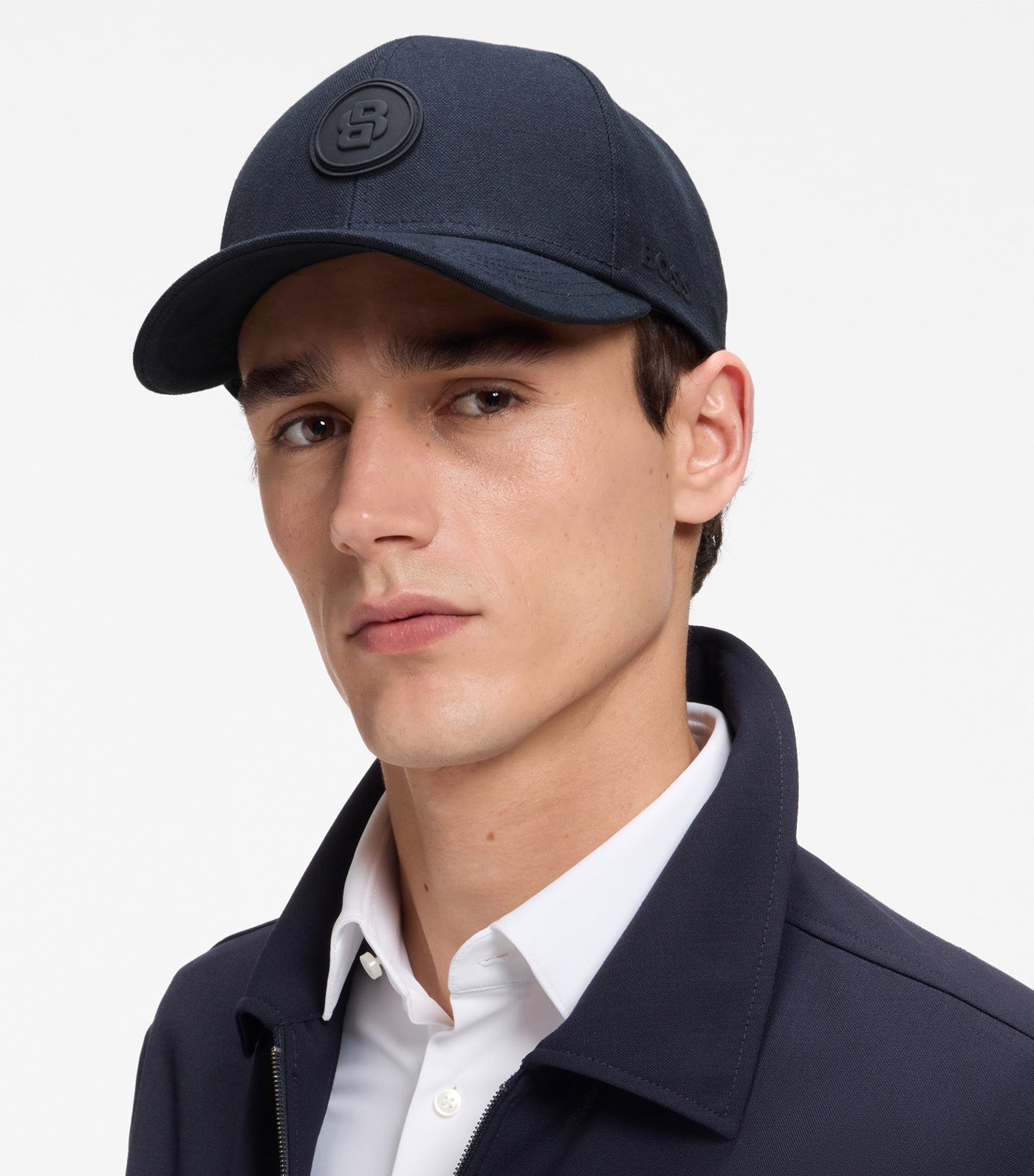Cotton-Canvas Cap with Double B Monogram Badge Blue