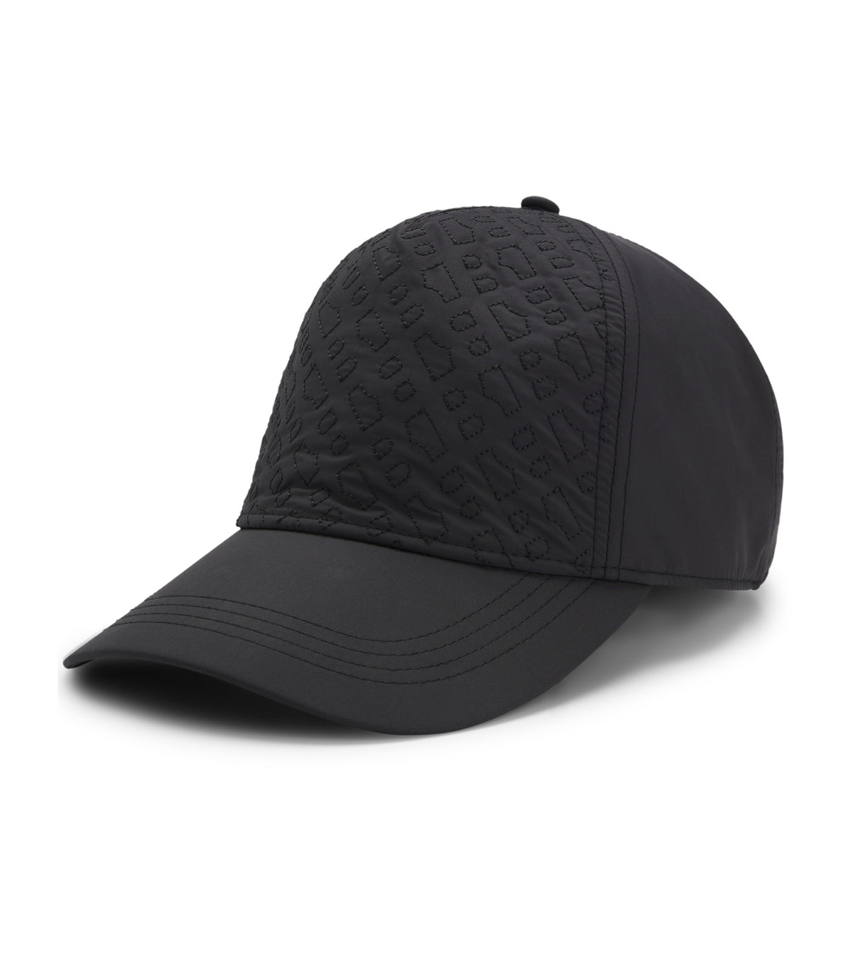 Peached Cap with Quilted Double B Monograms Black