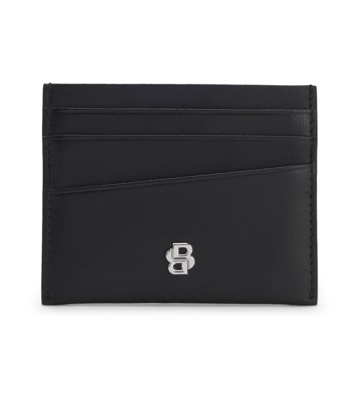 Leather Card Holder with Double B Monogram Black