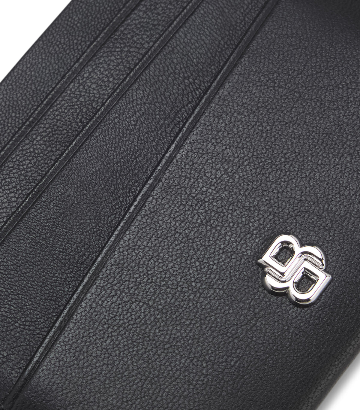 Leather Card Holder with Double B Monogram Black