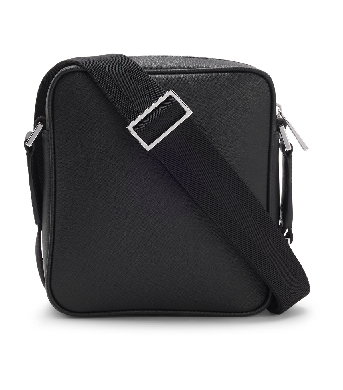 Reporter Bag with Silver-Tone Logo Lettering Black