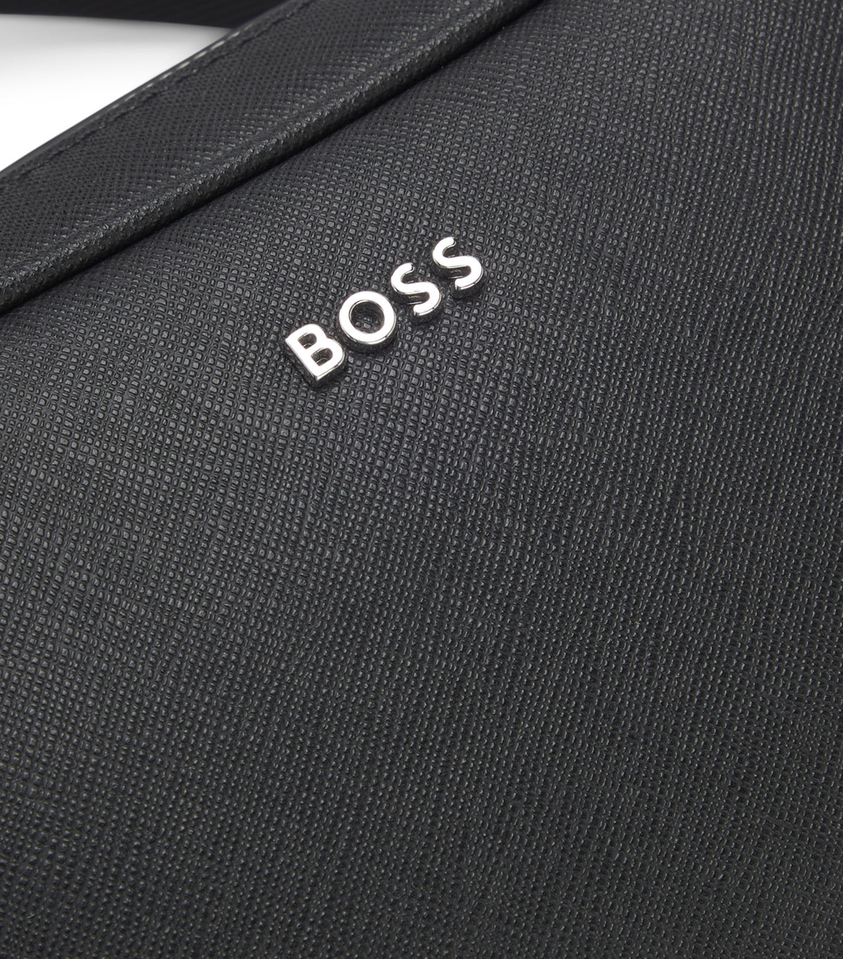 Reporter Bag with Silver-Tone Logo Lettering Black